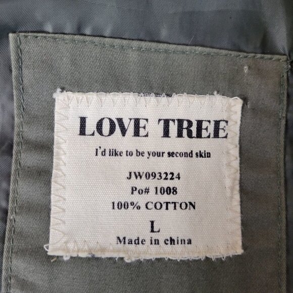 𝅺LOVE Tree Utility Style Hooded Jacket Army Green L - Picture 7 of 12